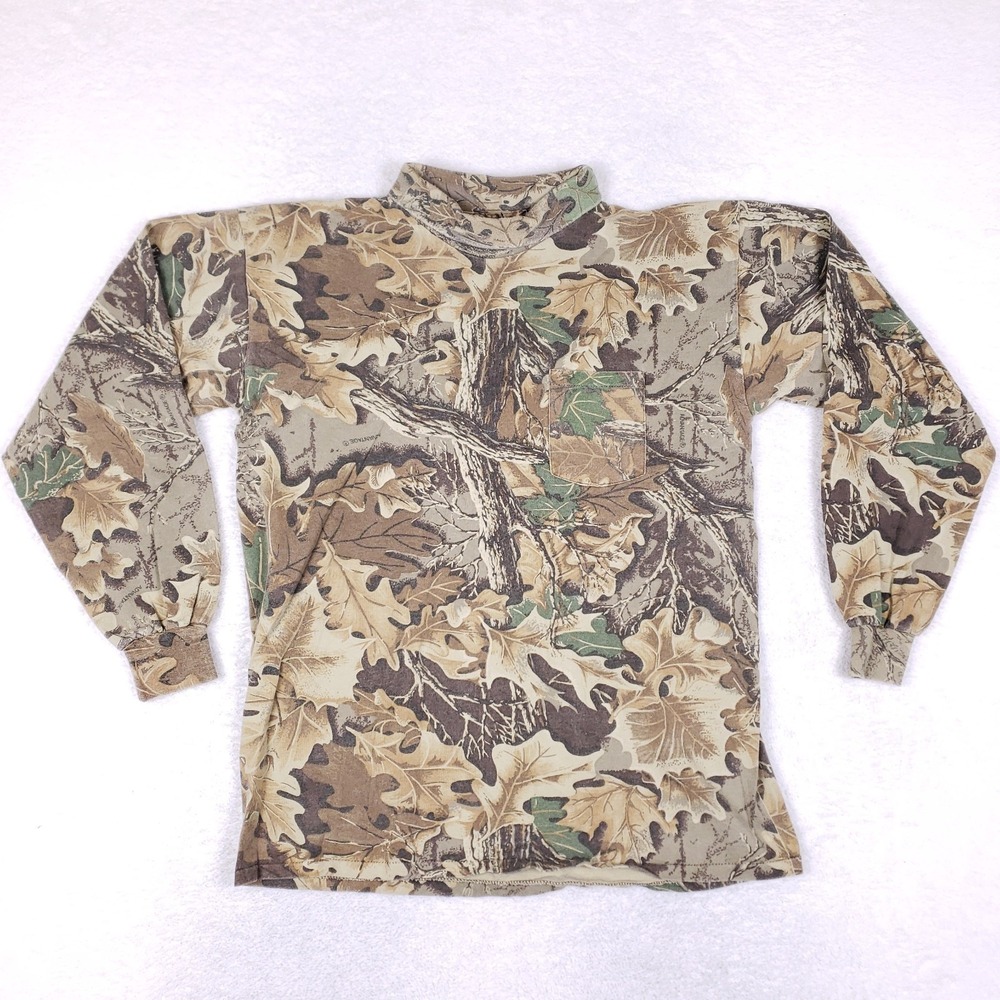 Ace Sportswear Vintage Advantage‎ Camo Mock Neck XL Brown